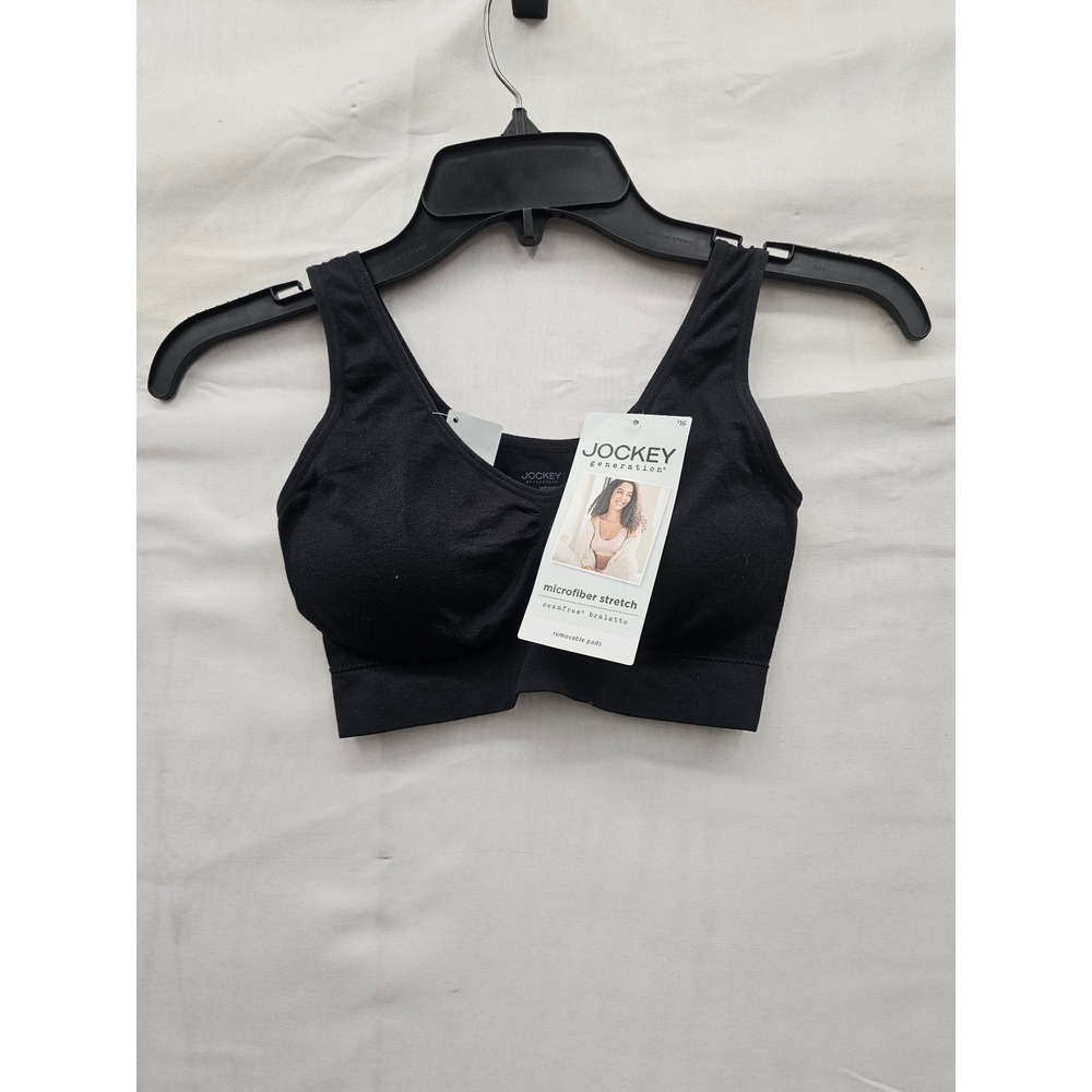 Jockey Generation Womens Microfiber Stretch Bralette Black Nylon Blend Size S